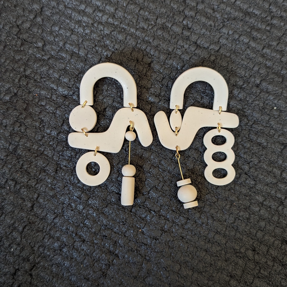 Abstract Cream Earrings